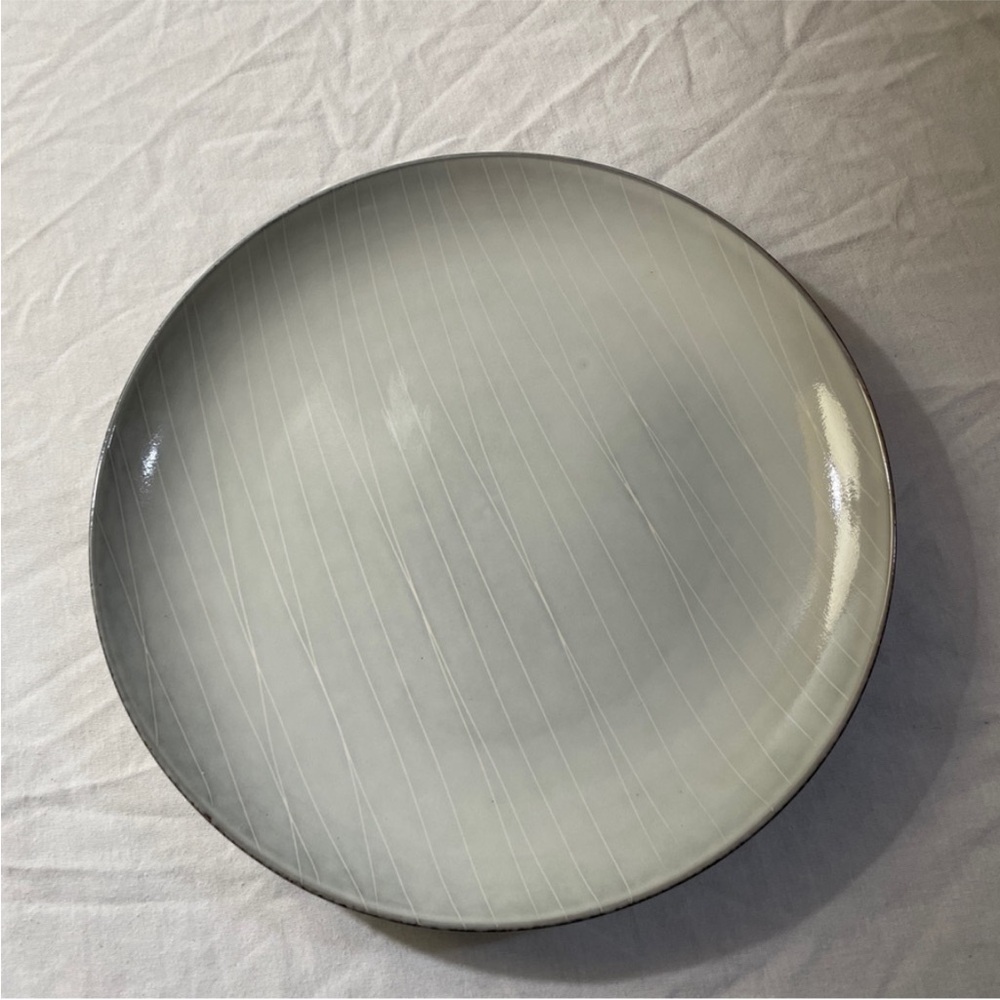 Project 62 Solene Stoneware Dinner Plate - White stripes/Grey, gray glaze 10.5”